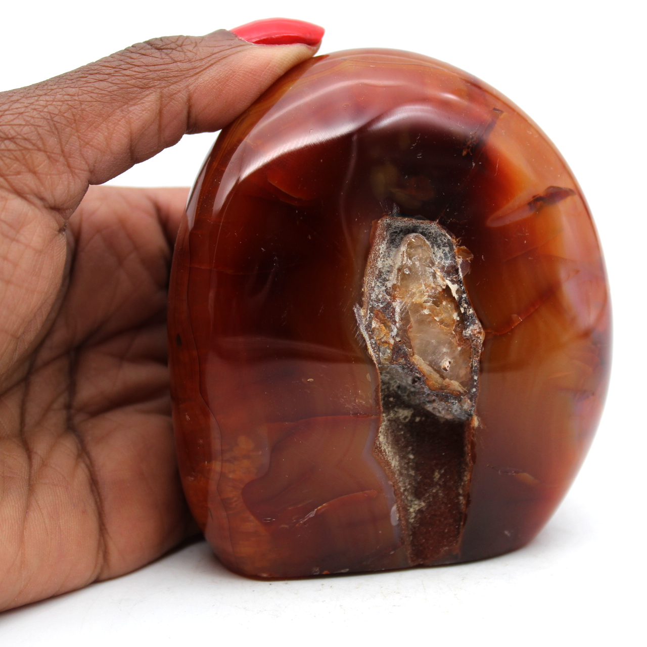 Polished carnelian rock