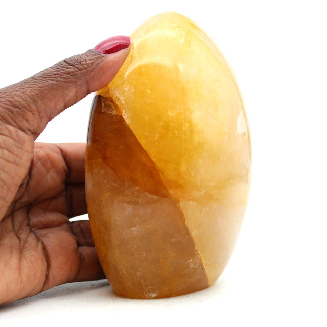 Yellow quartz polished stone