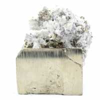 Grand cube de pyrite avec quartz cristaux