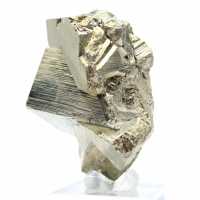 Natural pyrite crystals on base