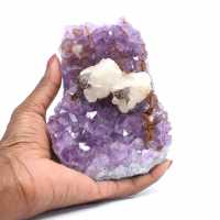 Calcite Crystals on Amethyst