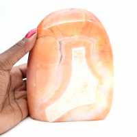 Large Polished Carnelian from Madagascar - Red-Orange Mineral Specimen for Collection and Decoration