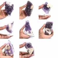 Amethystkristalle mit Calcitspitzen