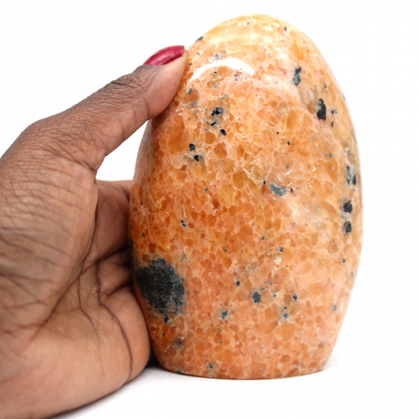Orange calcite polished stone