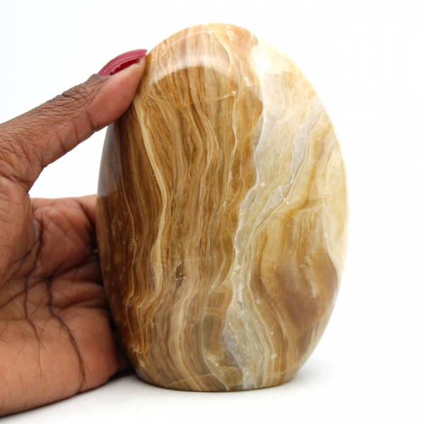 Forme libre polie en calcite miel
