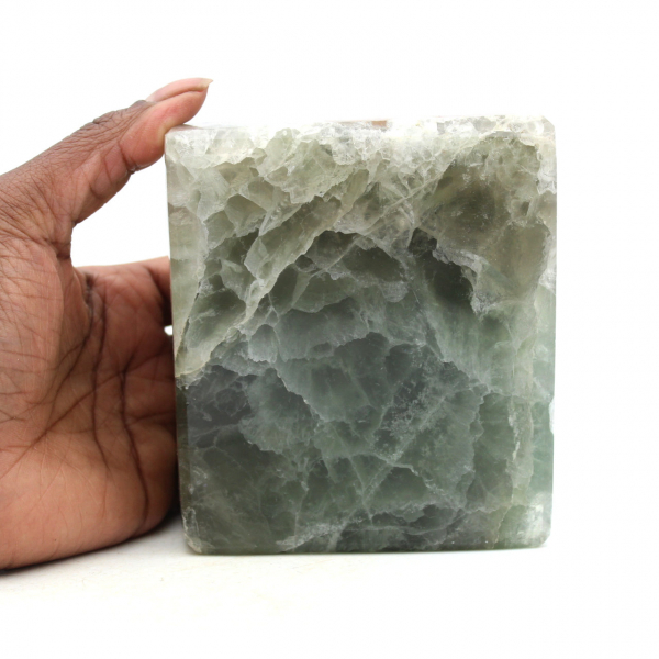 Blocco esaedro di fluorite verde