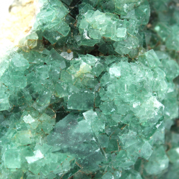 Ruwe groene fluorietkristallen op ganggesteente