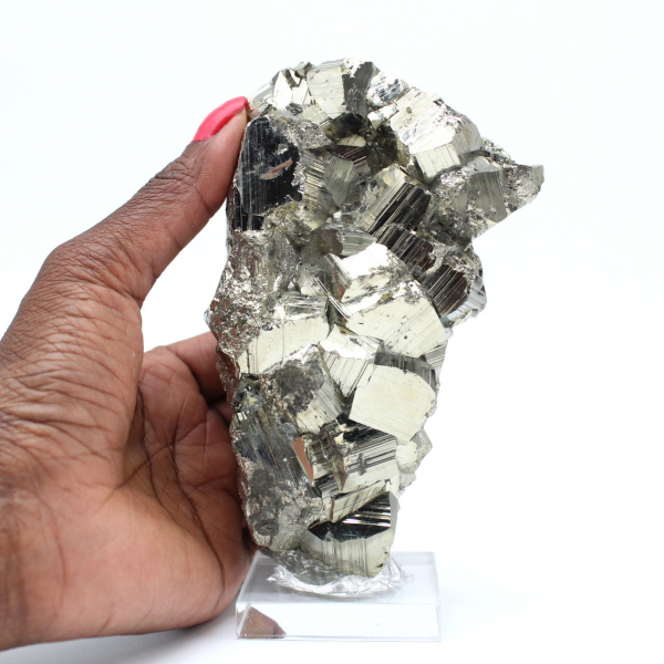 Peruvian pyrite stone on base