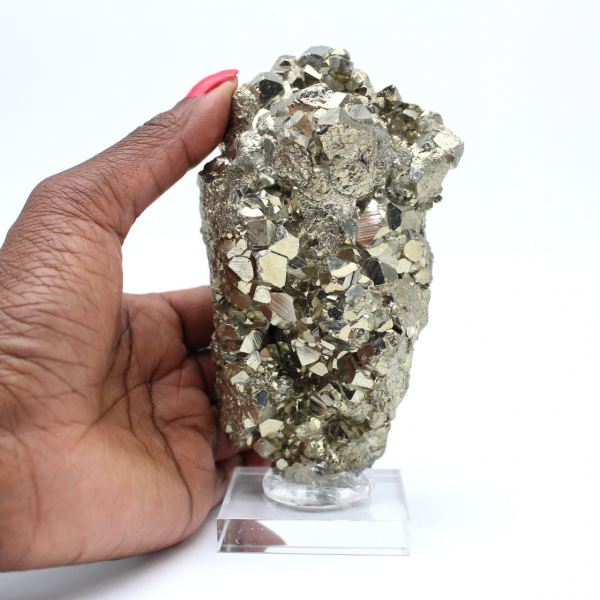 Pyrite cristallisée du Pérou sur socle