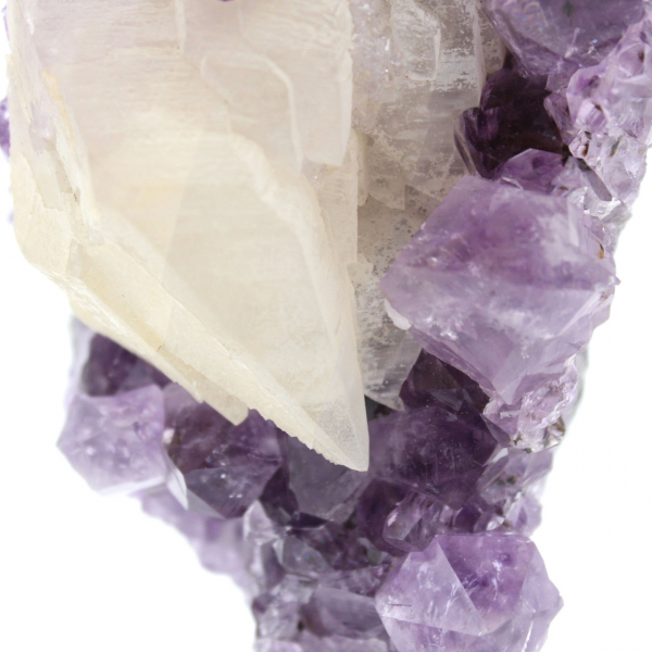 Calcite on Amethyst