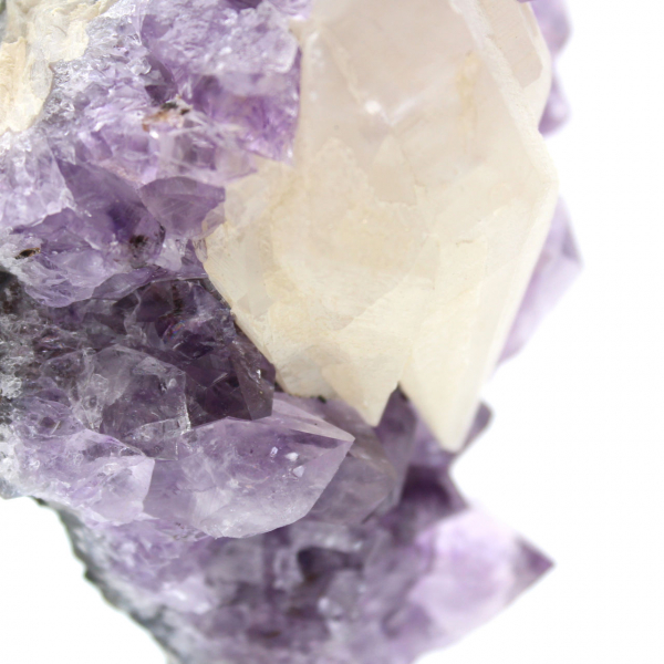 Calcite on Amethyst