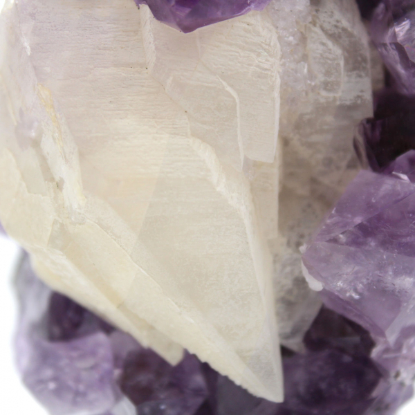 Calcite on Amethyst