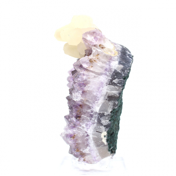 Calcite on Amethyst from Brazil