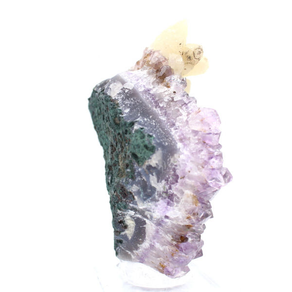 Calcite on Amethyst from Brazil