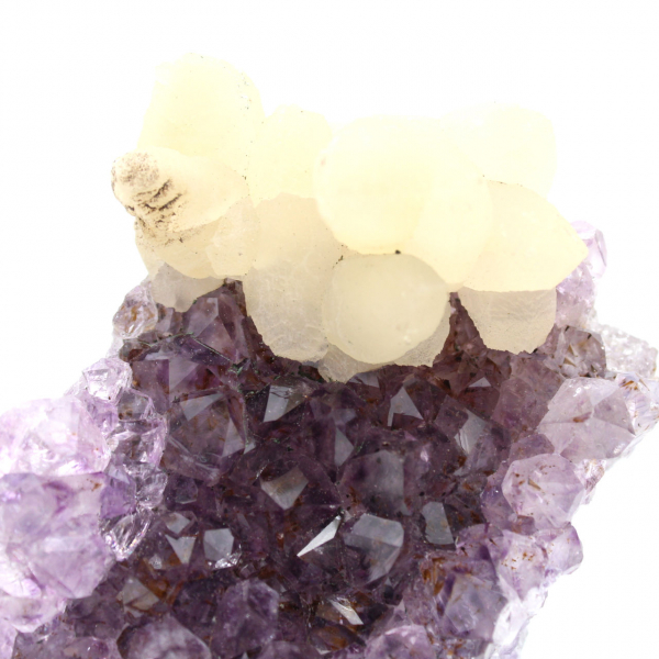 Calcite on Amethyst from Brazil