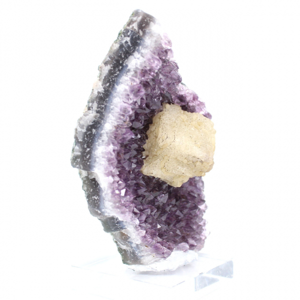 Calcite Cube on Amethyst