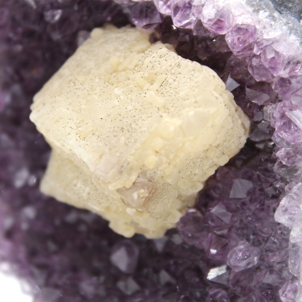 Calcitwürfel auf Amethyst