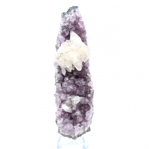 Calcite on Amethyst