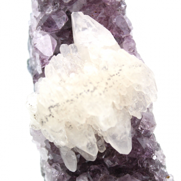 Calcite on Amethyst