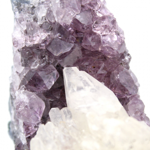 Calcite on Amethyst