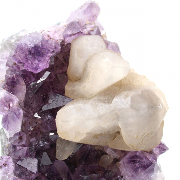 Calcite on Amethyst