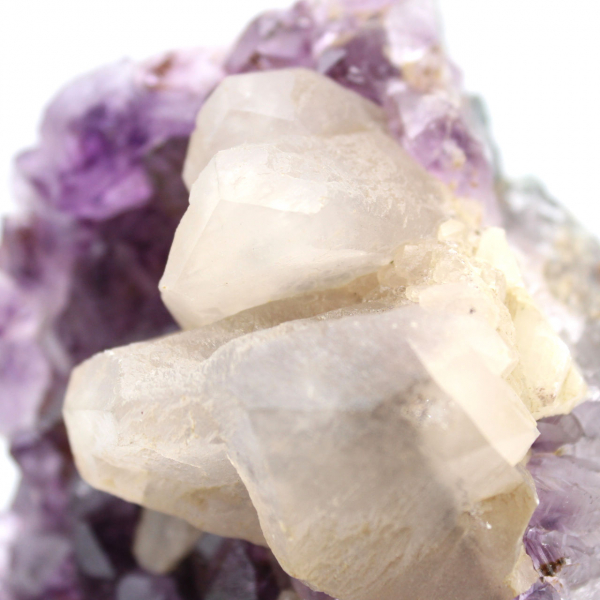 Calcite on Amethyst