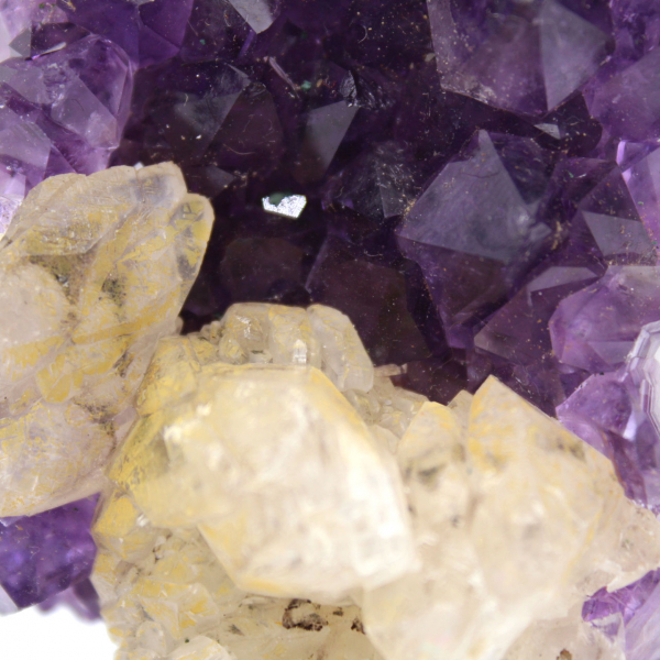 Calcite Crystals on Amethyst