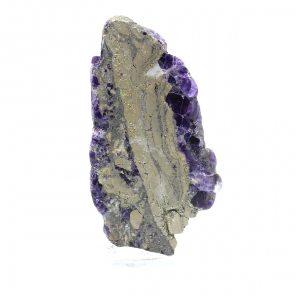 Tranche en pierre de Fluorite Pyrite polie