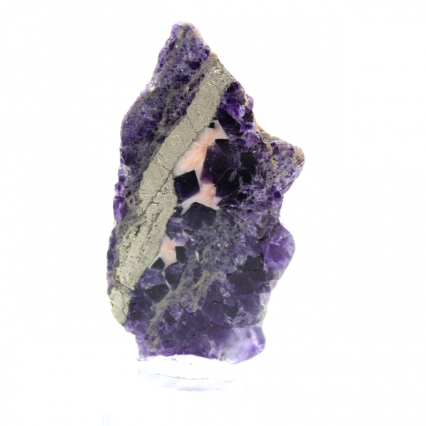 Tranche en pierre de Fluorite Pyrite polie
