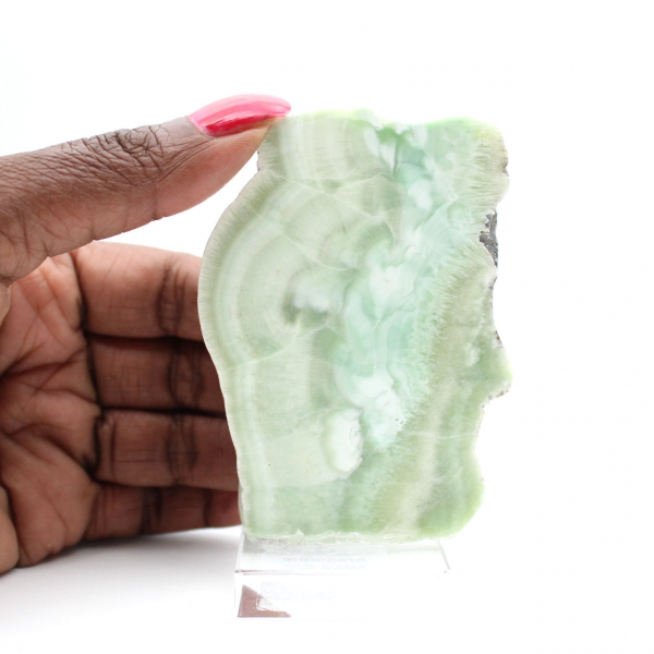 Pierre d’Aragonite verte naturelle en tranche