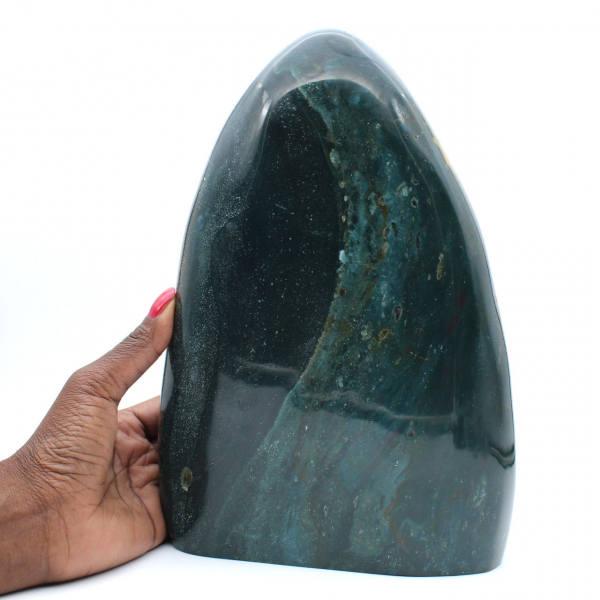Großer Dekostein Polierter grüner Jaspis, Mineral Madagaskar