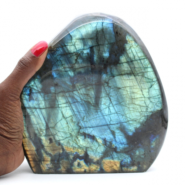 Polierter Labradorit, großes Mineralornament, Sammlerstück, Madagaskar