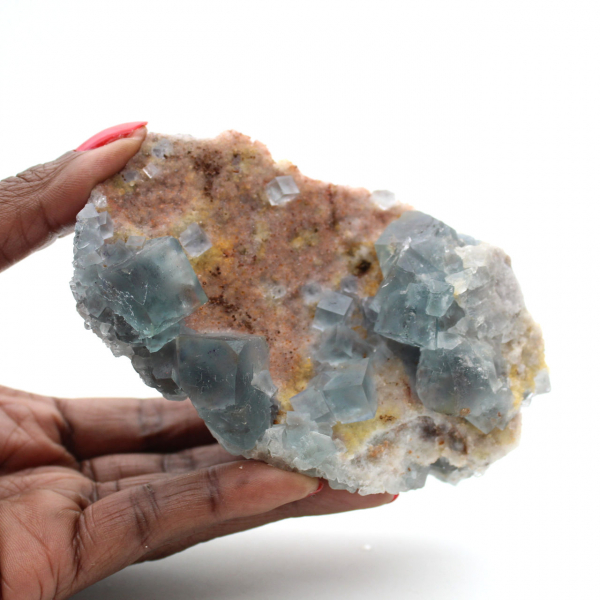 Fluorita verde natural: Muestra en roca para colección