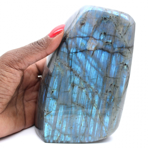 Esemplare di labradorite lucidata, roccia minerale decorativa