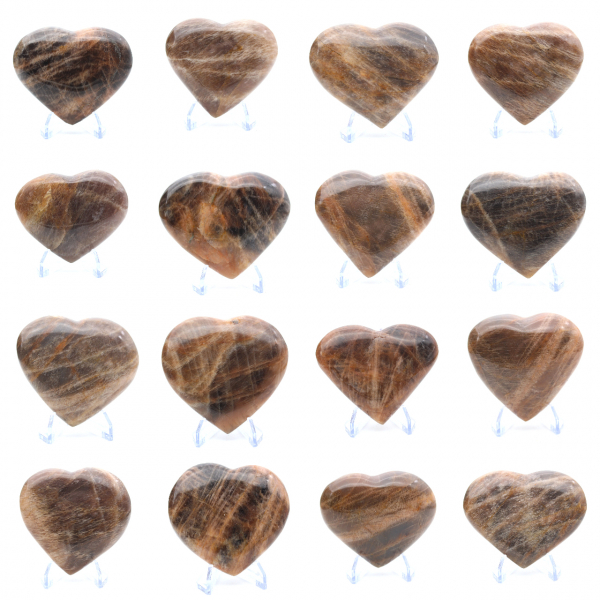 Coeur en pierre de lune noire